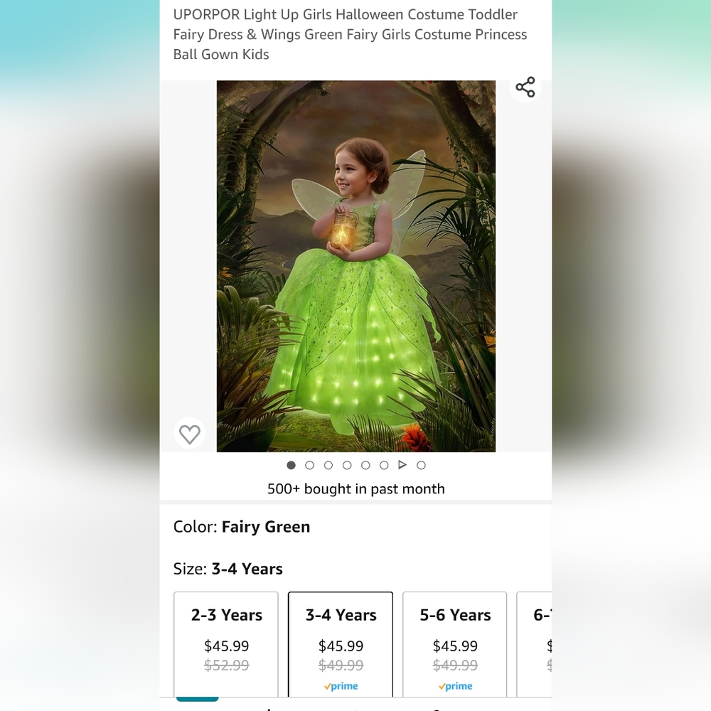 Light up Girls Halloween Costume Fairy/ Little Princess